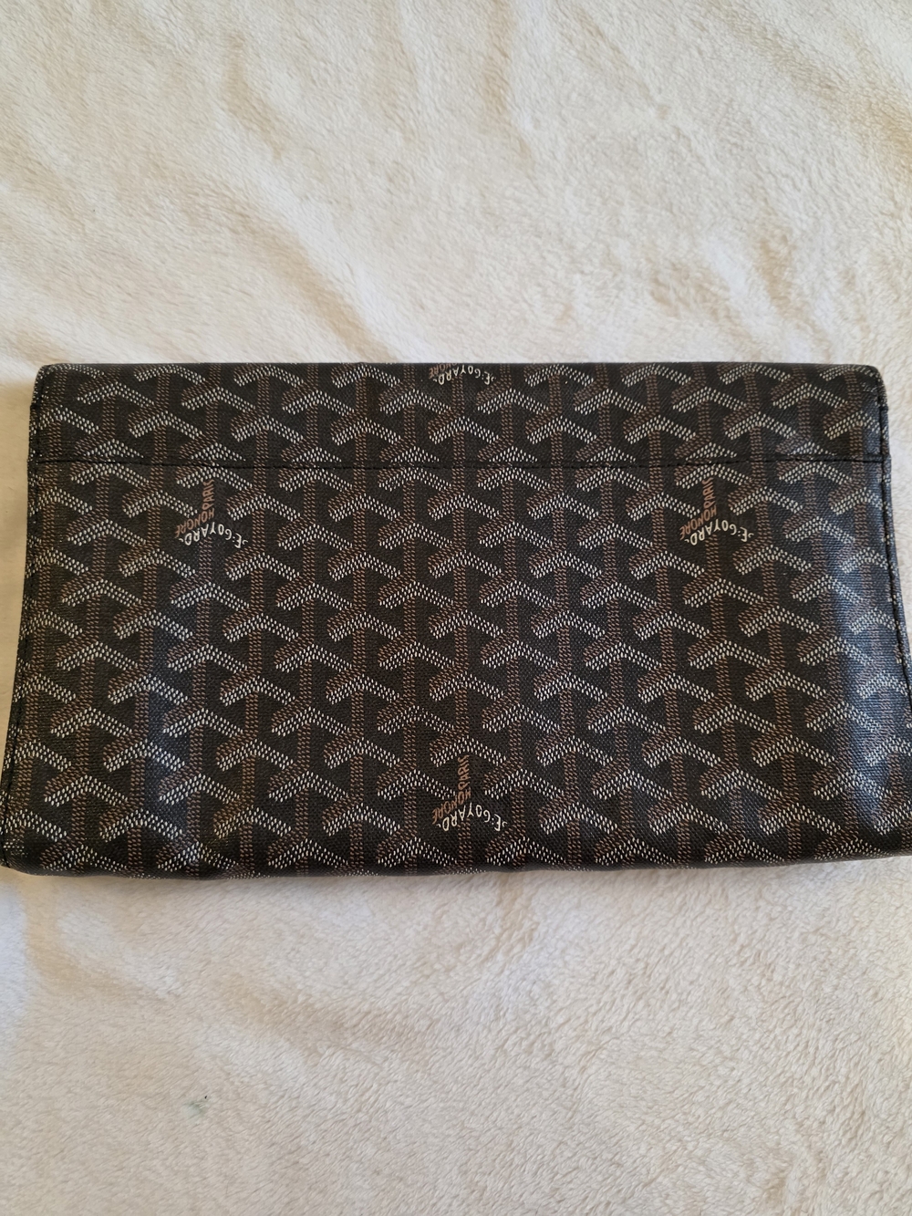 Goyard Black and Tan Goyardine Monogram Clutch with Wood-Trim - Picture 5 of 5